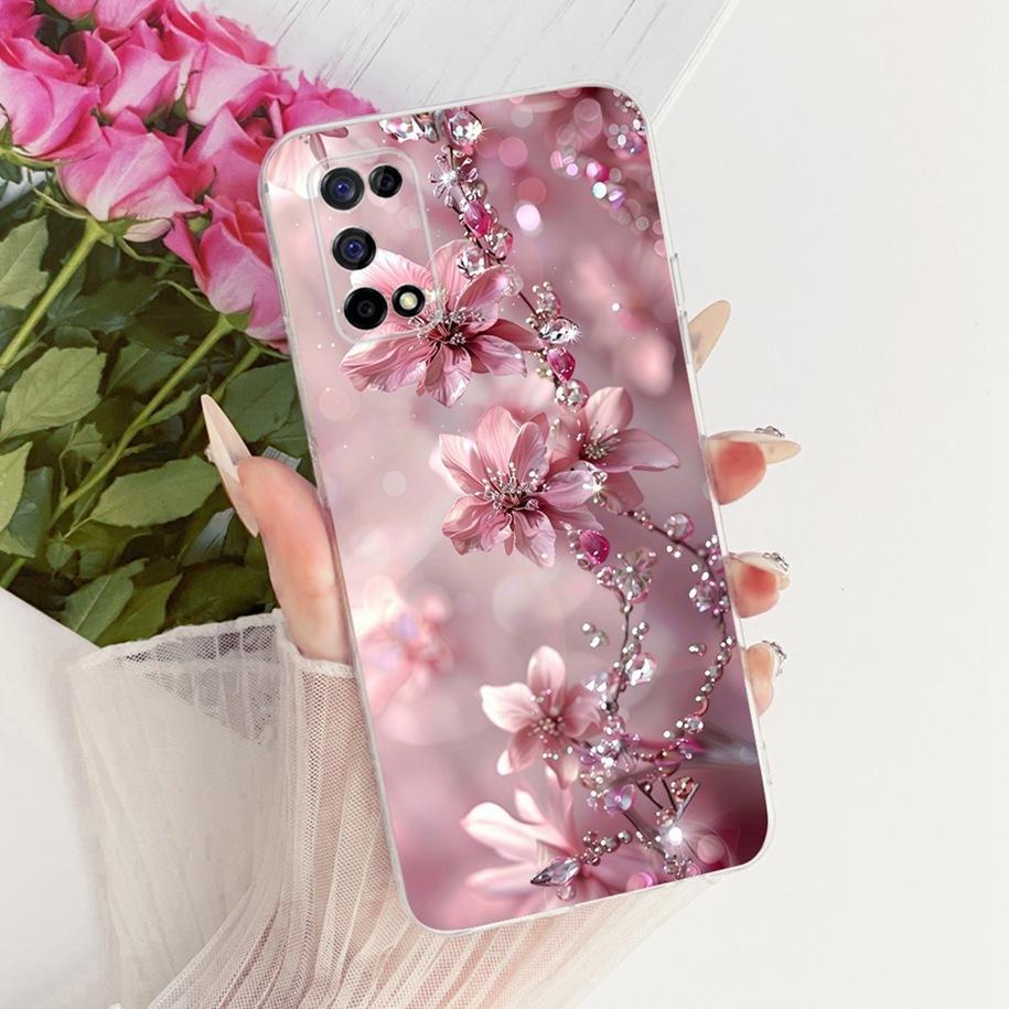 Für Realme 7 5G Hülle Narzo 30 Pro 5G Cover RMX2111 Neues Mode Blumenmuster Weicher Silikon Bumper Für Realme V5 Q2 Fundas Coque