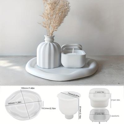 3pcs Silicone Storage Molds DIY Epoxy Resin Molds Handmade Plaster Concrete Cement Crafts Candle Holder Molds Home Decoration