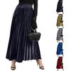 Women's Fashionable Casual Elastic Waist Pleated High Waisted Full Skirted Midi Dress