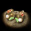 Fashion Retro Enamel Wild Fresh Lotus Earrings 925  Pearl Earrings Studs for Women Jewelry Gift Party Wedding