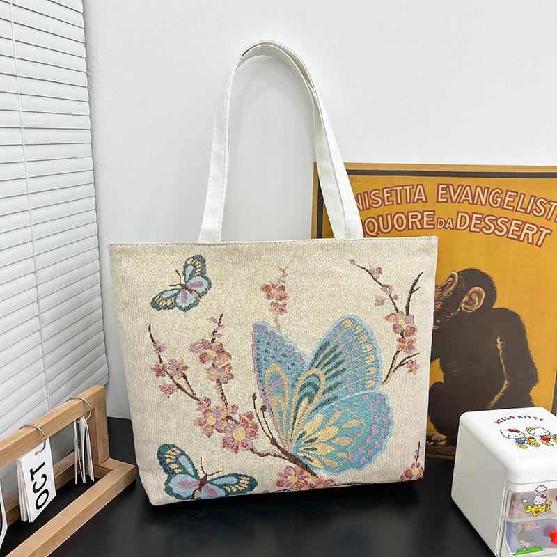 

Hand-held Bento Bag Student Bag Embroidered Girl Bag Single-shoulder Bag