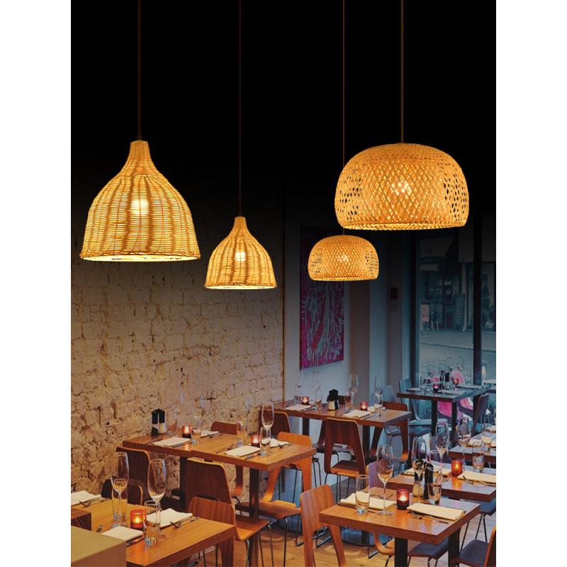 A8L Bamboo Pendant Lamp: New Chinese Zen Style, Rattan Woven Design, Ideal for Tea Rooms, Dining Areas & Teahouses with Japanese Antique Touch.