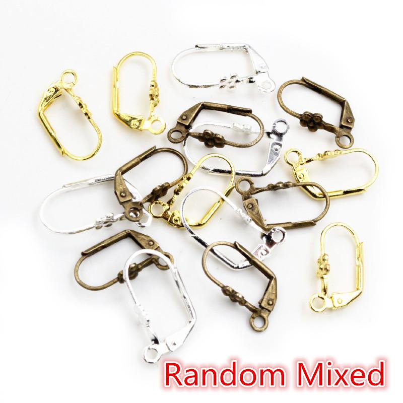 30-50pcs Fashion Bronze Rhodium Gold Silver Plated French Earring Hooks Wire Settings DIY Jewelry Making Findings Accessories