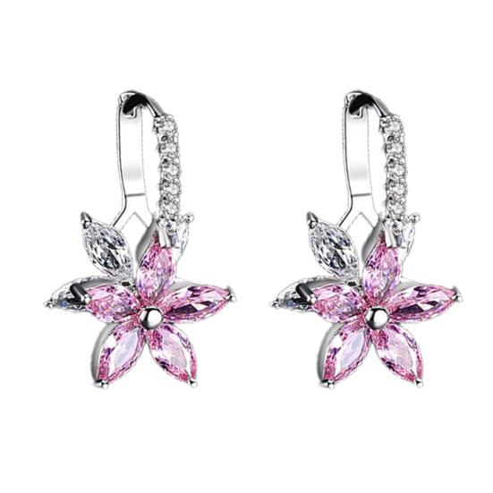 1 Pair Hoop Earrings Cubic Zirconia Clear Faux Stone Geometric Bright Luster Fine Polishing