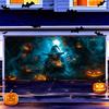 One 2D Flat Halloween Garage Polyester Background a Creepy Witch Castle Suitable for Halloween Decoration