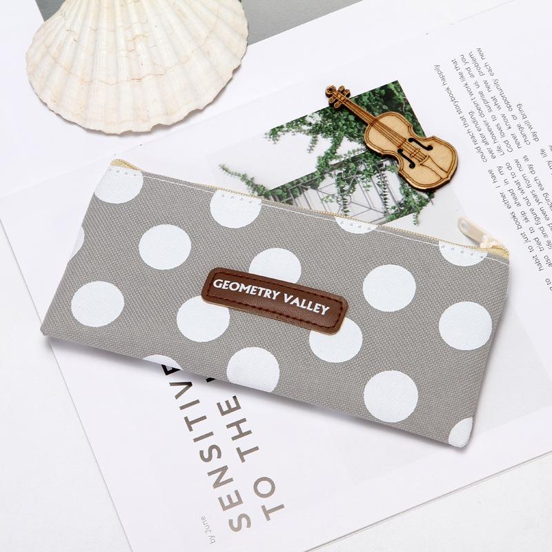 Canvas Pencil Case Aesthetic Geometric Pattern Smooth Sturdy Zipper Portable Large Capacity for Office Workers Stationery Organizer