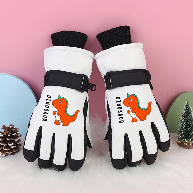 Children's Winter Ski Gloves: Thick, Cold-Proof, Waterproof, Windproof, Non-Slip, Warm Cotton for Ages 3-17.