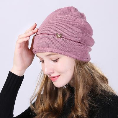 Berretto invernale da donna, moda, strass, farfalla, cappello lavorato a maglia, da donna, tinta unita, caldo, lavorato a maglia