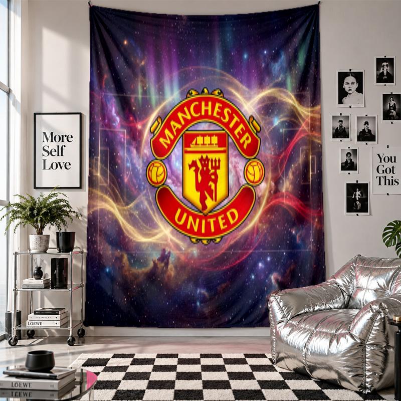 Arazzo da parete Manchester United Decorazione per la casa Tessuto da appendere alla parete per Camera da letto Soggiorno Sfondo