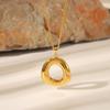 Gold Stainless Steel Pendant Necklace For Women Flower Pearl Charm Link Chain Choker