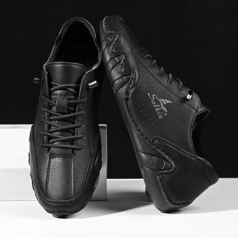 Fashion Handmade Leather Casual Men Shoes Design Lace Up Sneakers Man Loafers Breathable Soft Leather Shoes Men Driving Shoes