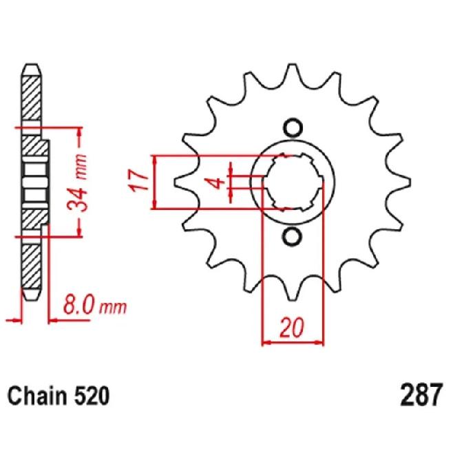 For Honda CB250 Nighthawk 250 1991-2008 CD250 1988-1994 XLR200 CA250T Rebel 250 XR350R 520 Motorcycle Front Sprocket