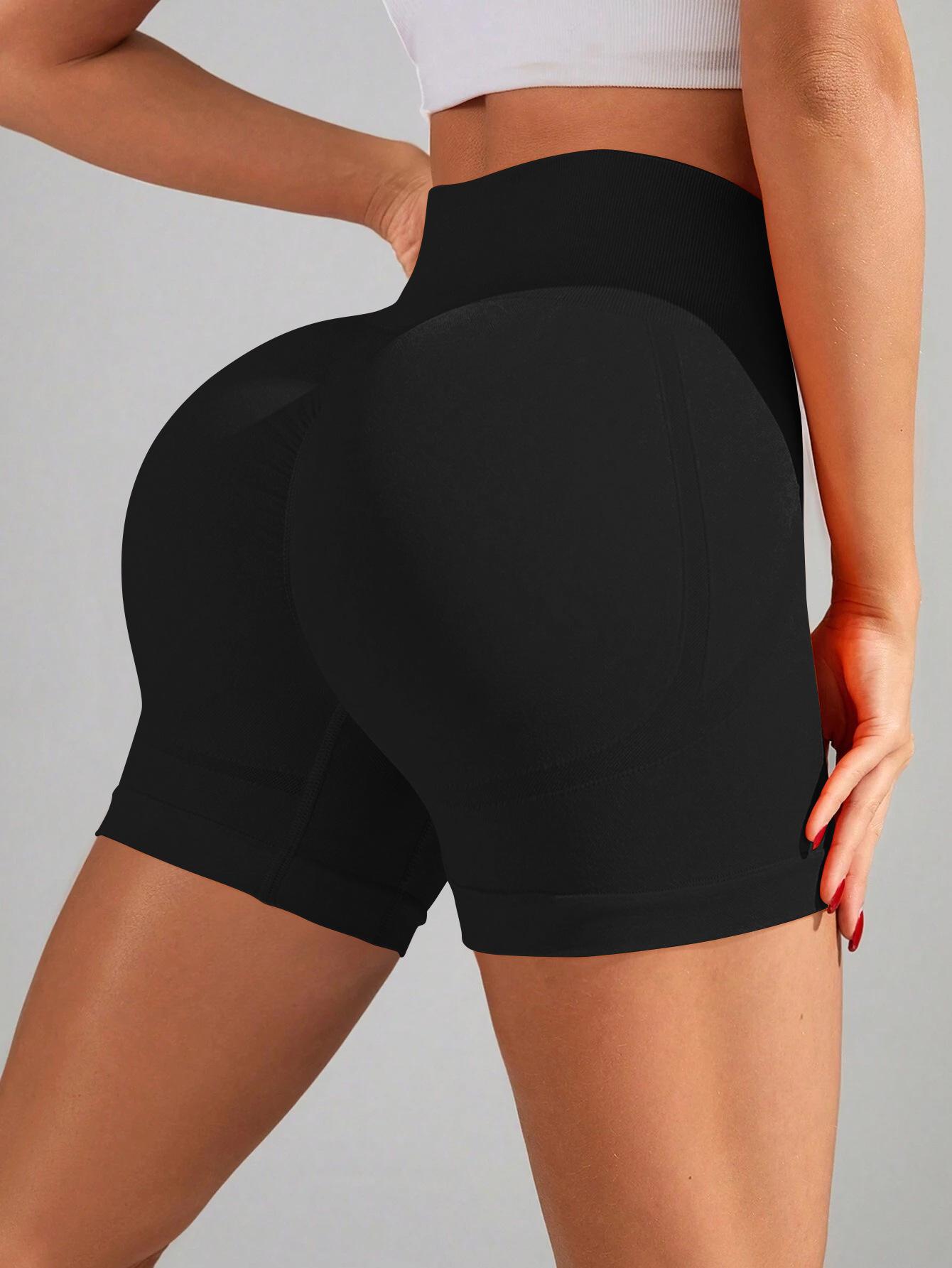 

Женские бесшовные шорты для йоги с высокой талией - Летняя одежда для фитнеса для йоги, велоспорта, бега и занятий в спортзале. Small чёрный