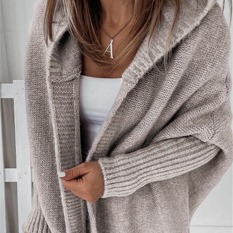 Mid-length All-match Cardigan Women Korean Fashion Loose Batwing Sleeve Sweaters Autumn  Loose Hooded Sweater Women's Jacket
