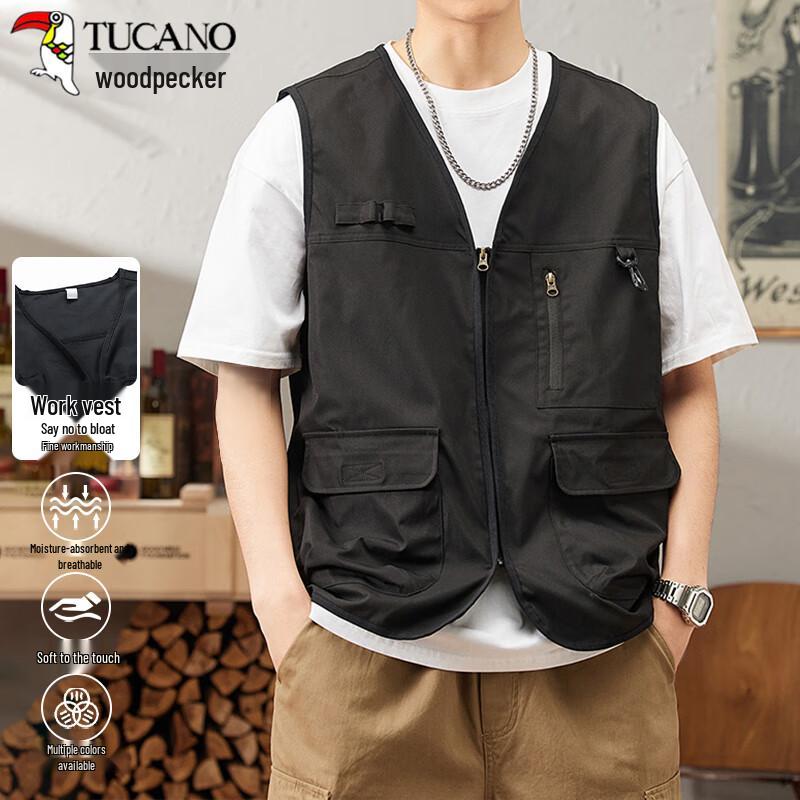 TUCANO Men s Versatile Summer Outdoor Work Vest 2XL чёрный