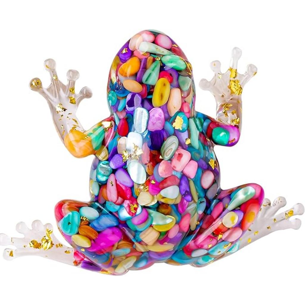 Natural Crystal Gravel Resin Frog Figurines - Healing Zen Decor for Fishbowl, Aquarium & Home, Handmade Frog Statues Collection, Spiritual Gift
