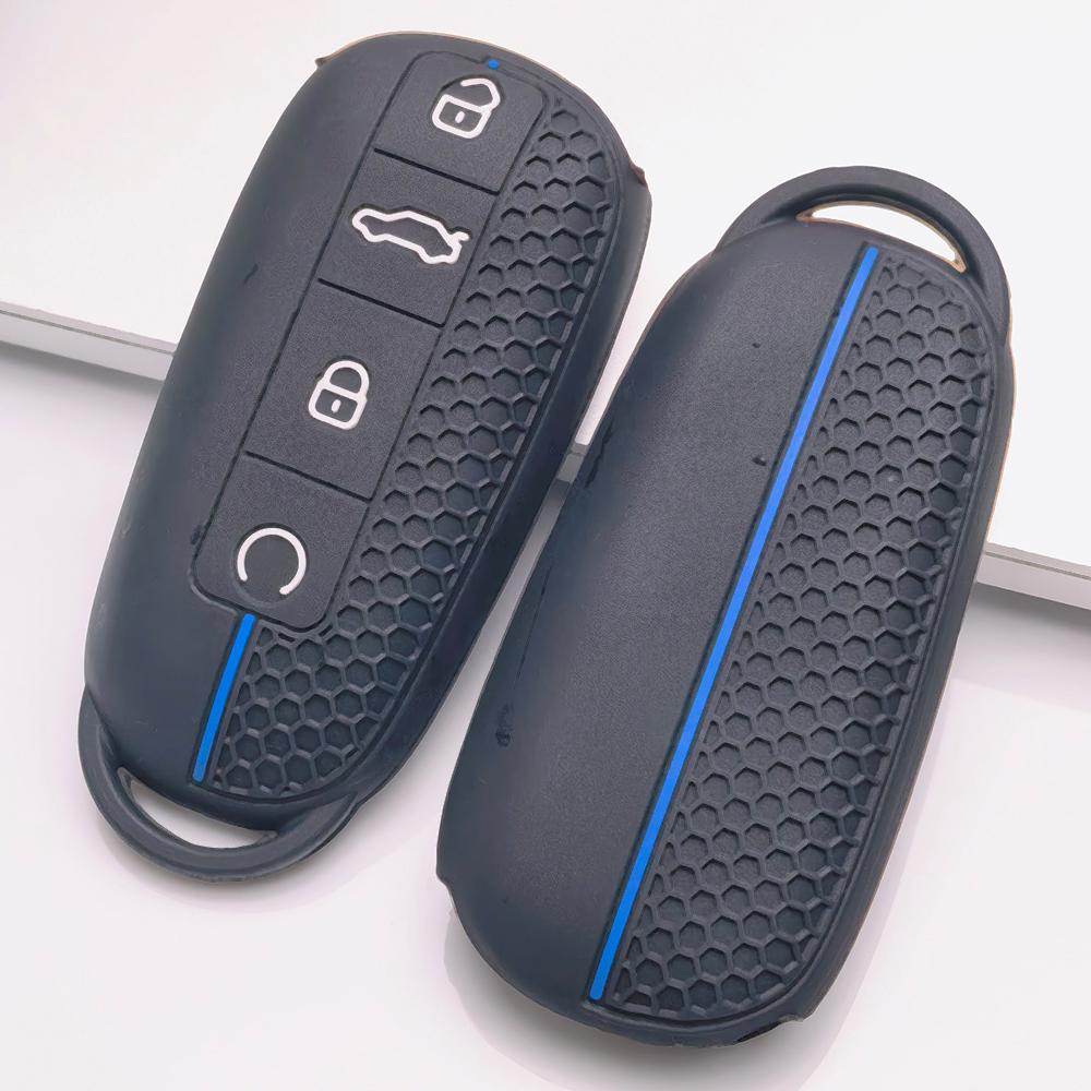Silicone Smart Key Fob Cover for Chery Tiggo 7 Pro Arrizo 8 OMODA 5 Omoda C7 7 SHS Phev Honeycomb Texture Racing Stripe Smart Remote Key Protector