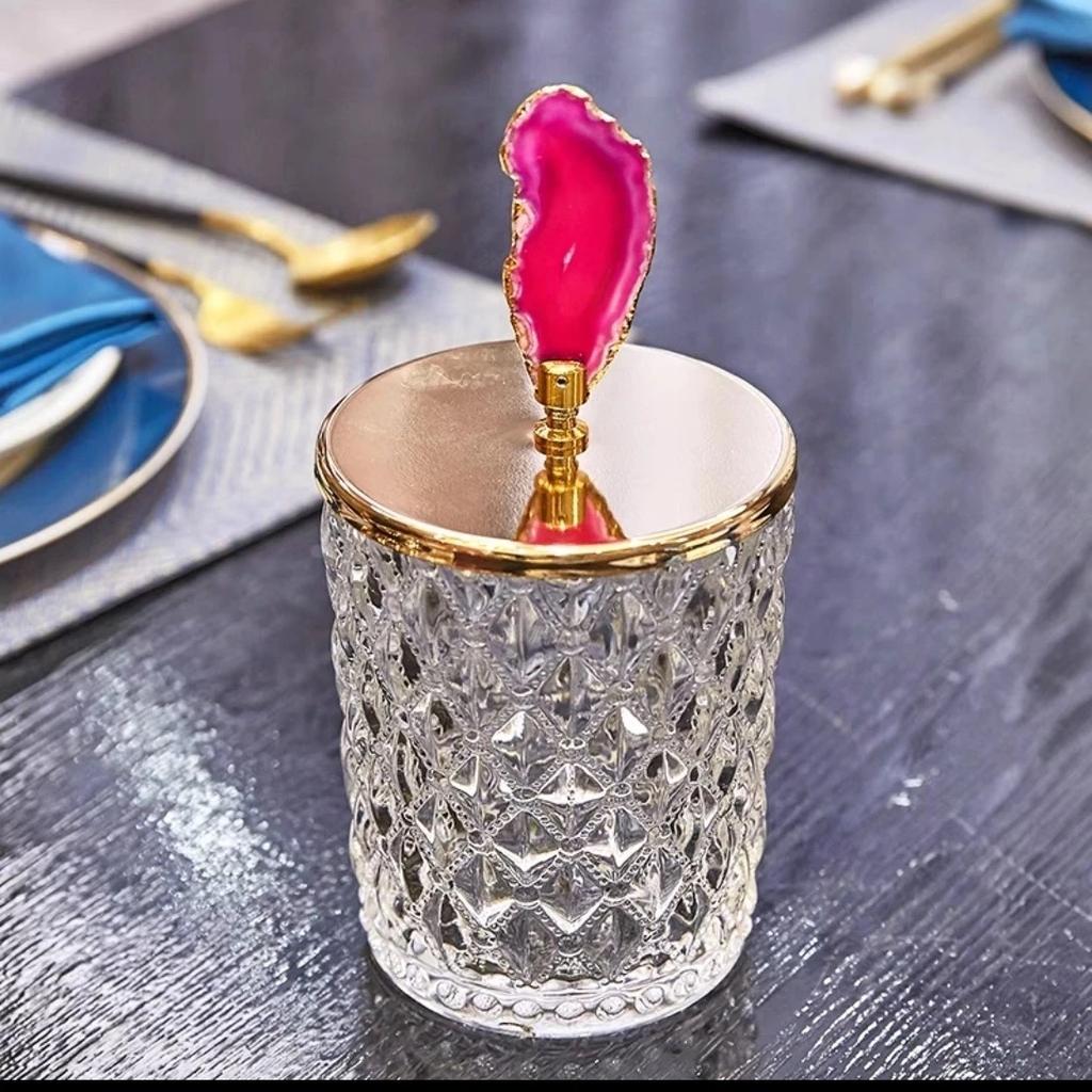 Nordic Relief Glass Storage Jar – Decorative Canister with Natural Agate Lid for Tea, Candy & Spices