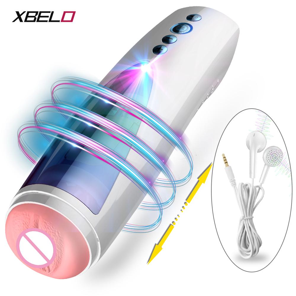 Automatic Telescopic Rotation Male Masturbators Cup Silicone Vagina Real Blowjob Pussy Adult Goods Masturbation Sex Toys For Men