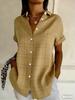 Women's Brown & White Gingham Plaid Print Button Down Shirt, Casual Collared Tops for Spring Summer Daily Vacation Wear
