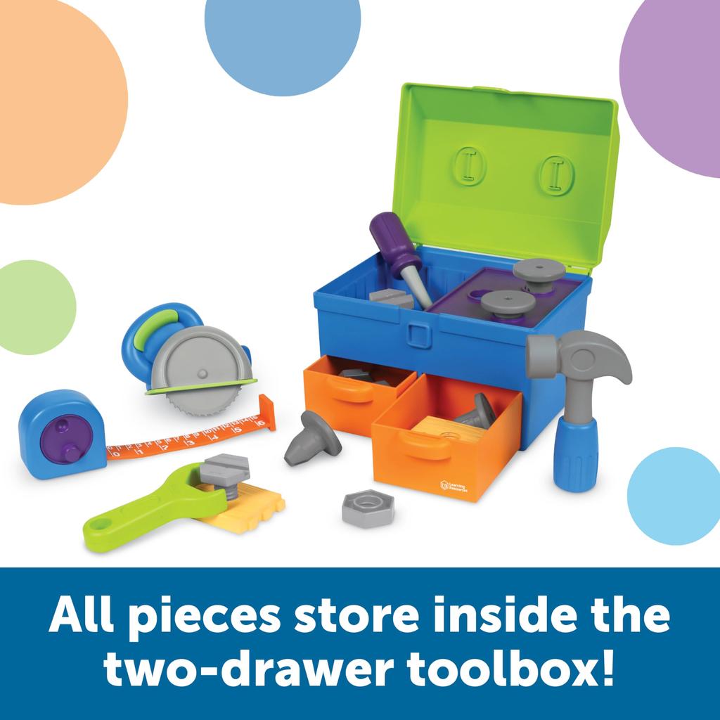 Learning Resources All-in-One Toolbox, 18 Pieces, Play House Toy, LER9754, Authentic