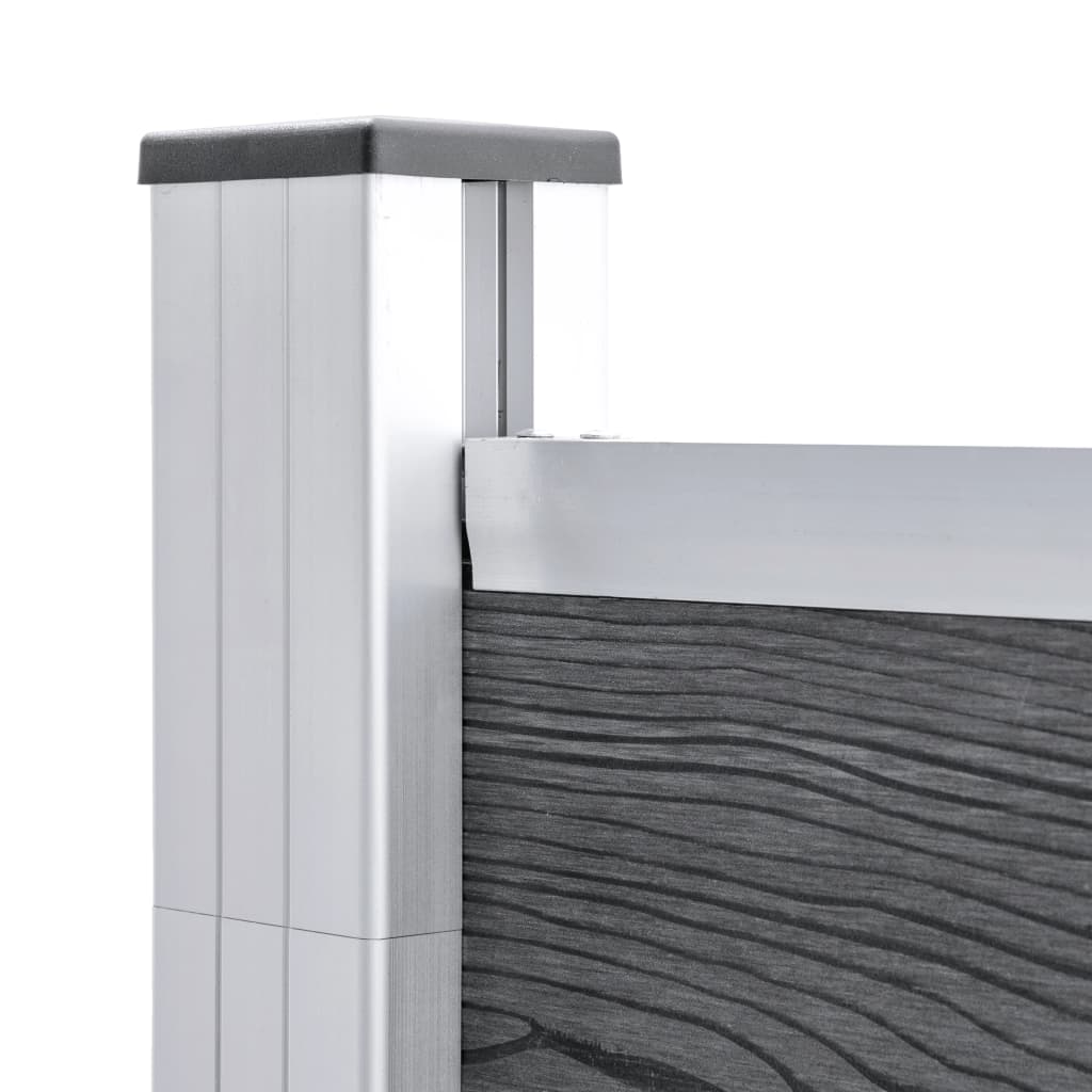 WPC Fence Set: 9 Square Panels + 1 Diagonal Panel 1657 X 186 Cm Grey
