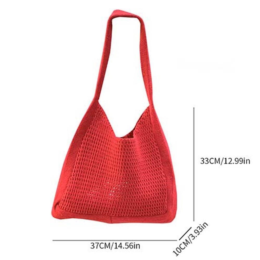 Sweet Crochet Shoulder Bag Large Capacity Seaside Vacation Handbag Knitted Tote Bag  Female