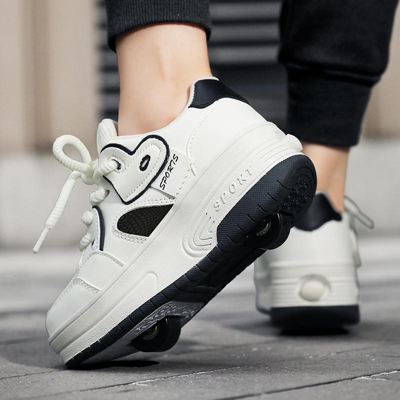 Kids Sneakers with Wheels Four -wheel Sports Boots Wheel Skate Can Remove Student Skate Sneakers Shoes