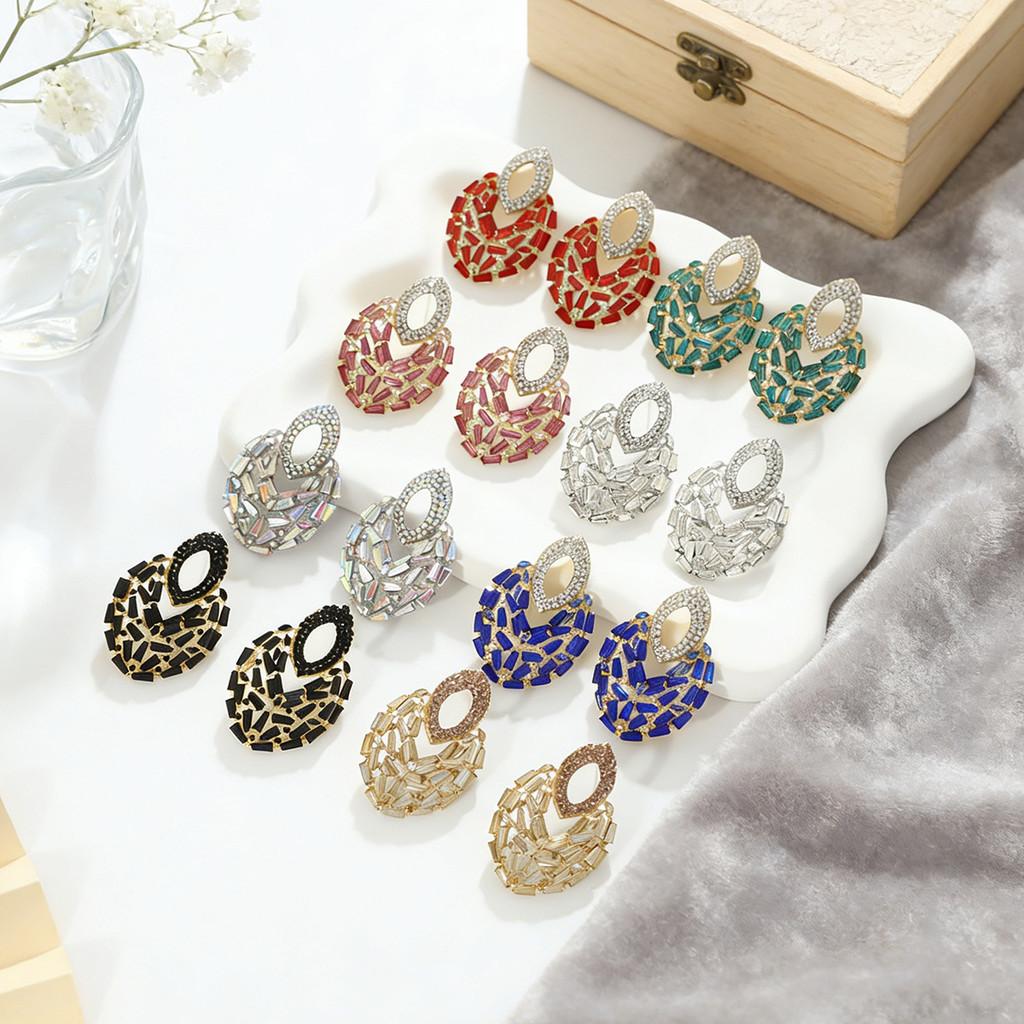 Geometric Alloy Dangle Earrings With Gold Ear Pins For Fashion Women