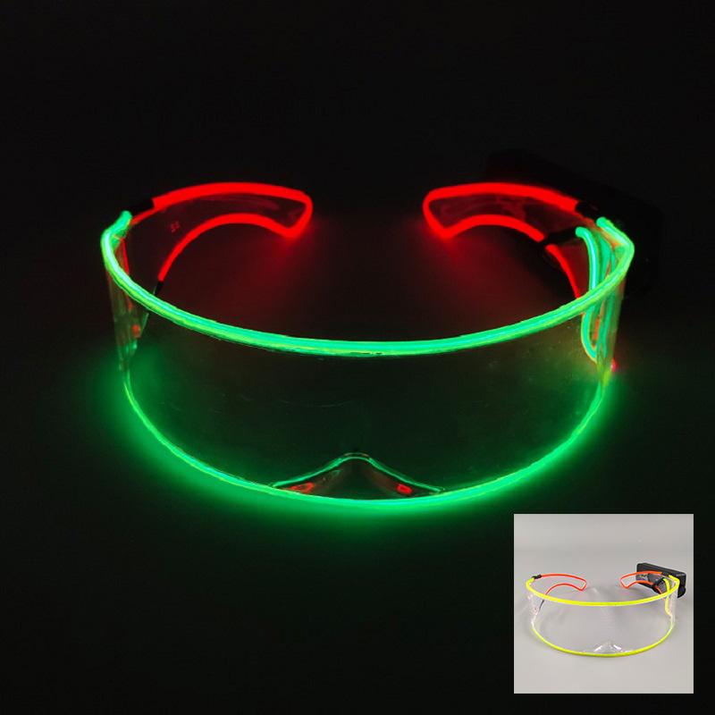 Wireless Glowing Led Glasses NightClub Masquerade Concert Performance Props DJ LIGHT Y2k Glasses Futuristic Robot Led Sunglasses
