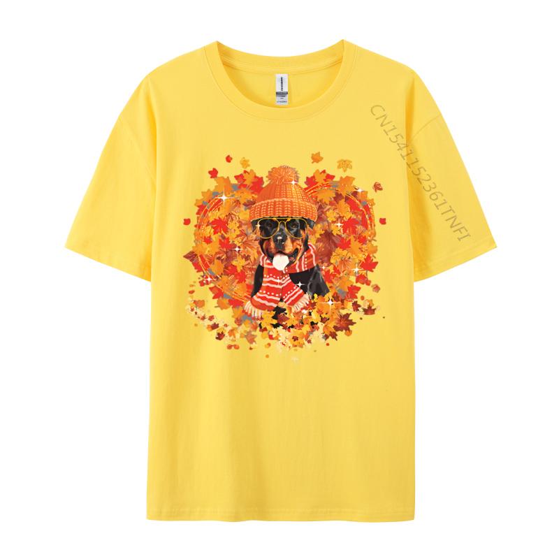 Rottweiler Dog Fall Pumpkin Autumn Tshirt Men Cute Printed Tshirts Adult Funny Tee Shirts Black Shirt Graphic Tees