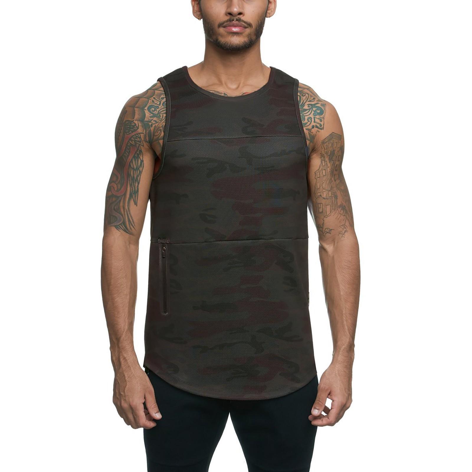 Men s Short Sleeve Undershirt Quick Dry Breathable Sports Fitness Training Tops XL кофейный