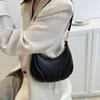 Casual Pu Leather Handbag Tote Underarm Bag Fashionable Crescent Bag  Lady