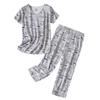 European And American Short Sleeved Cropped Trousers Suit Knitted Cotton Home Service Suit Ladies Pajamas Suit