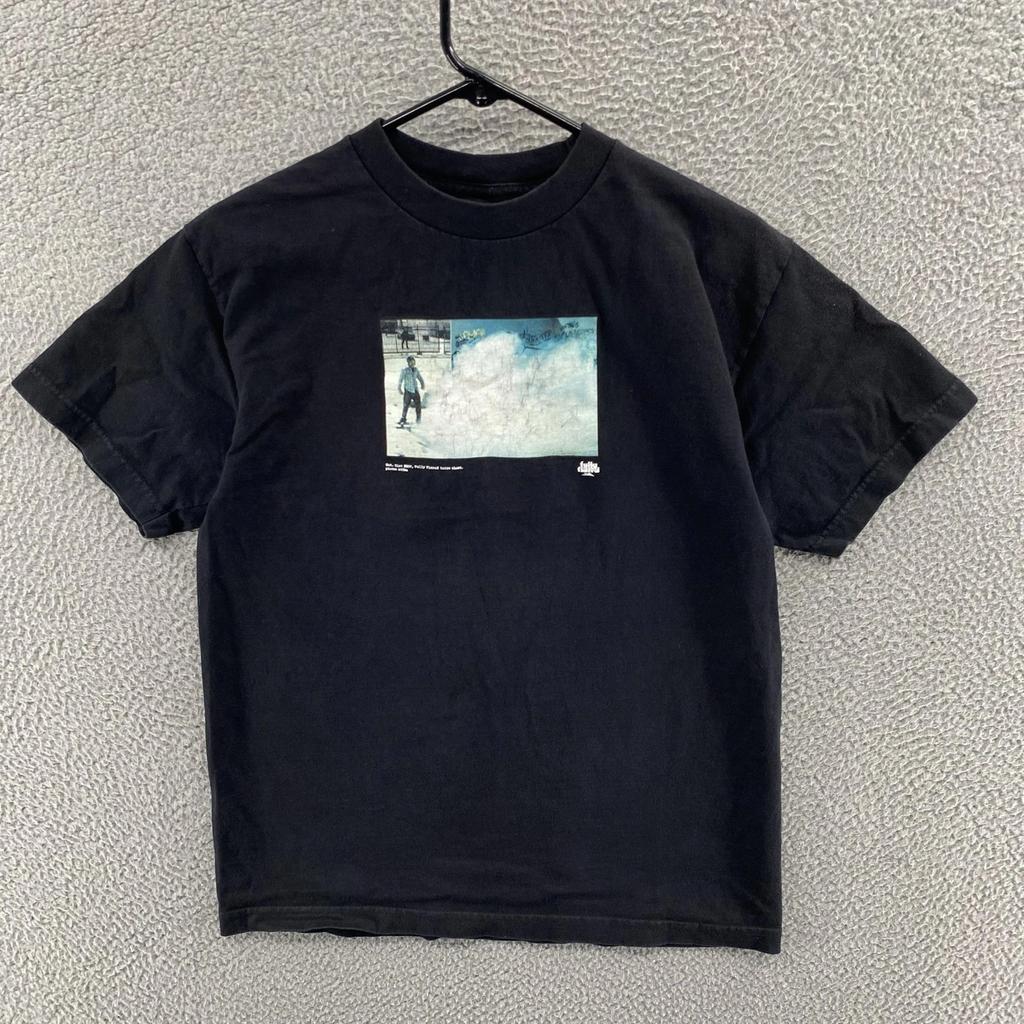 VINTAGE Lakai Shirt Mens Medium Black Fully Flared Skateboard Graphic Tee
