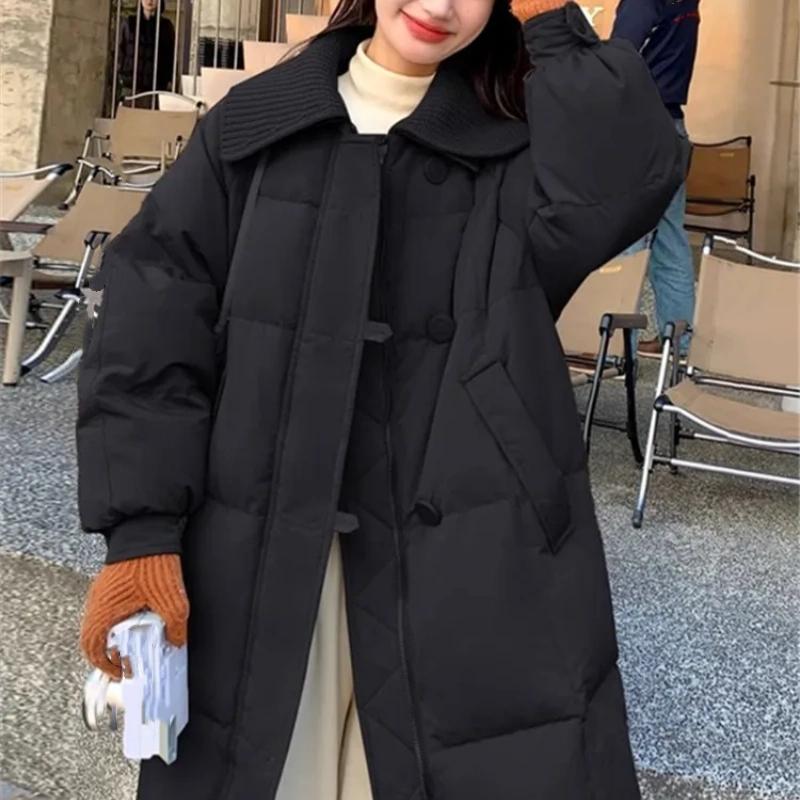 

Куртка с большим лацканом, женская зимняя, большого размера, свободная, толстая, теплая, на подкладке, стеганая куртка XXXXL чёрный