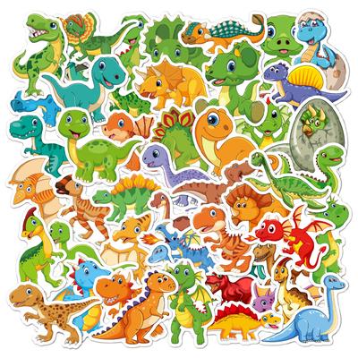 100 KS Samolepek s dinosaury pro děti Roztomilé Vtipné Voděodolné Kreslené Vinylové Samolepky na Láhev na vodu, Scrapbook, Psací potřeby, Zavazadla
