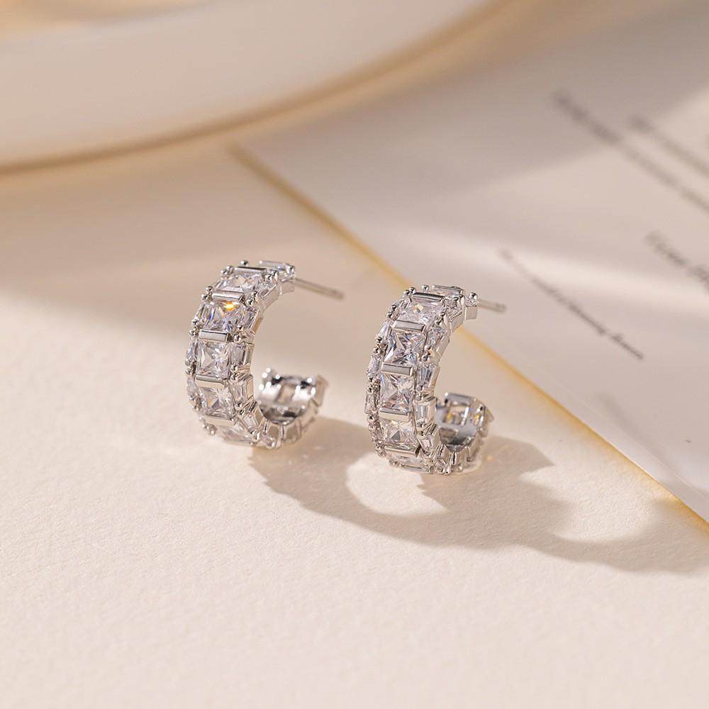 Resort-Style Retro Zircon Double Row Hollow Ear Cuff Earrings - Chinese Fashion Exquisite Design