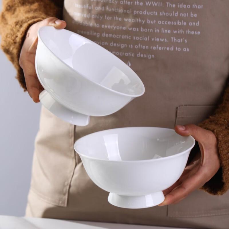 Haoya Jingdezhen Pure White 6-inch High-Footed Noodle Bowl Set of 6