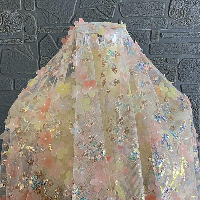 

100/300x125cm Multicolor Sequined Embroidered Fabric for DIY Sewing Women Evening Gown Dress Cheongsam Clothing Designer Fabric 100x125cm