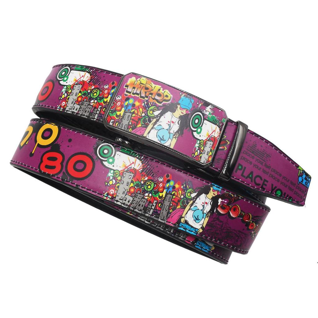 Originaler Lässiger Ledergürtel mit Graffiti-Print - Y2K-Stil, Vielseitiges Europäisch-Amerikanisches Design