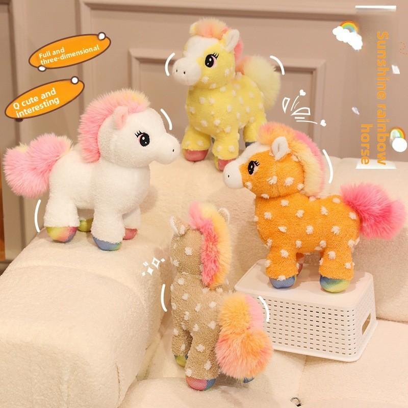 Sunlight Rainbow Horse Plush Toy With Soft Polyester Fill For Kids Playroom Decor