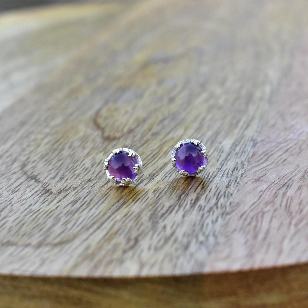 Natural African amethyst stud , Amethyst Studs Amethyst Earrings Birthstone Earrings , Amethyst stud earrings , cute earrings , gift for her