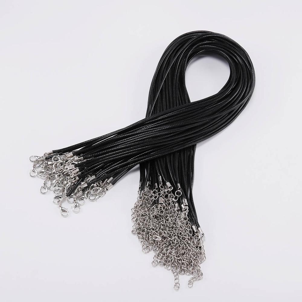 10Pcs 1.5/2mm Fauxs Leather Handmade Adjustable Braided Rope Pendant Charm DIY Findings Lobster Clasp String Cord Jewelry Making