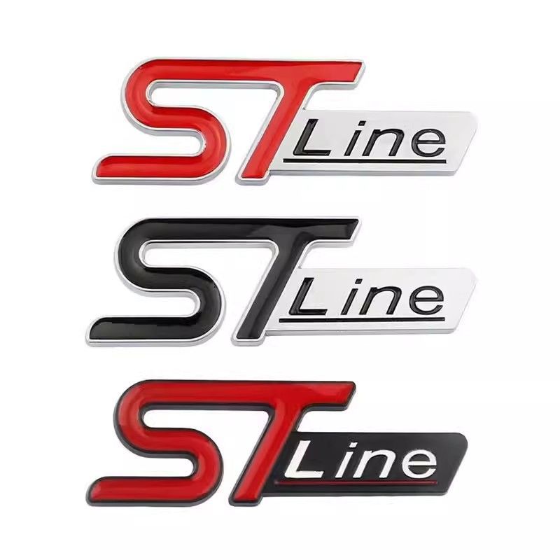KFLV8 2pcs 3D ST-Line Metal Automotive Stickers for the Middle Grill Rear and Fender, Applicable To Ford Car Serials