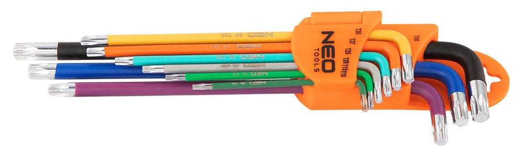 Torx T10-50 Keys, Set Of 9, Colored