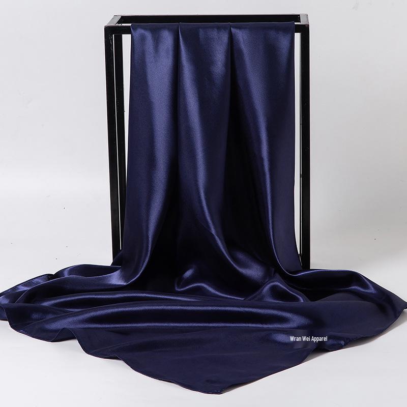 Women's Silky European Satin Silk Scarf Shawl - Large 90x90cm, Plain Color, Square Headscarf