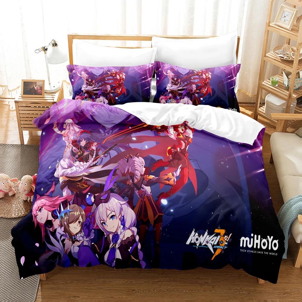 Nuovo Gioco Honkai Impact 3rd Set Biancheria da Letto Copripiumino con Federe Singolo Matrimoniale Queen King Biancheria da Letto Tessuti per la Casa