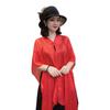 Summer Shawl V-Neck Buttons Placket Lightweight Sun Protection Versatile Beach Shawl Solid Color Vacation Sunscreen Shawl