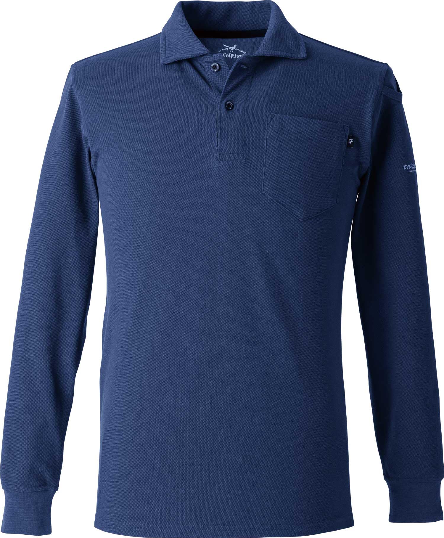 

EVEN RIVER Heavyweight Long Sleeve Polo Shirt, Spring/Summer, Navy, NRS406 04 LL